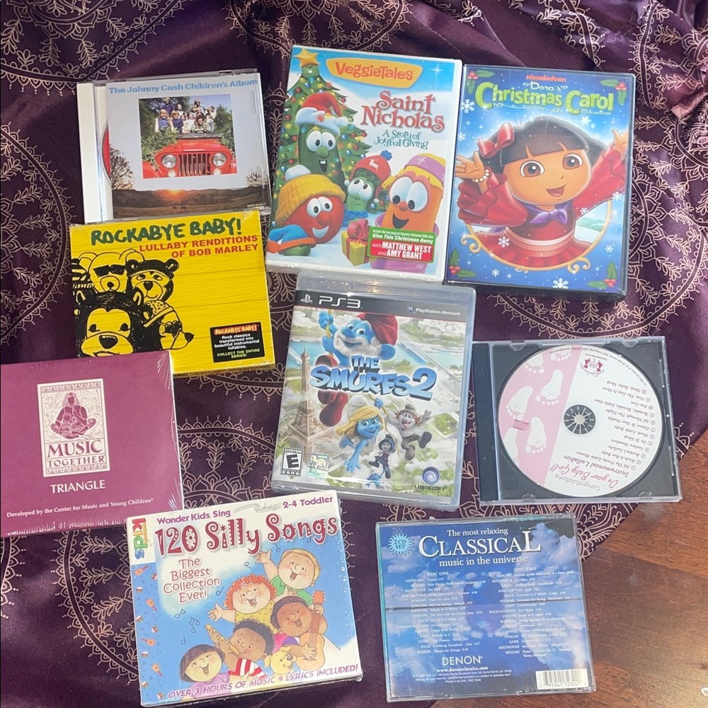 Kids CDs/DVD  bundle mostly brand new